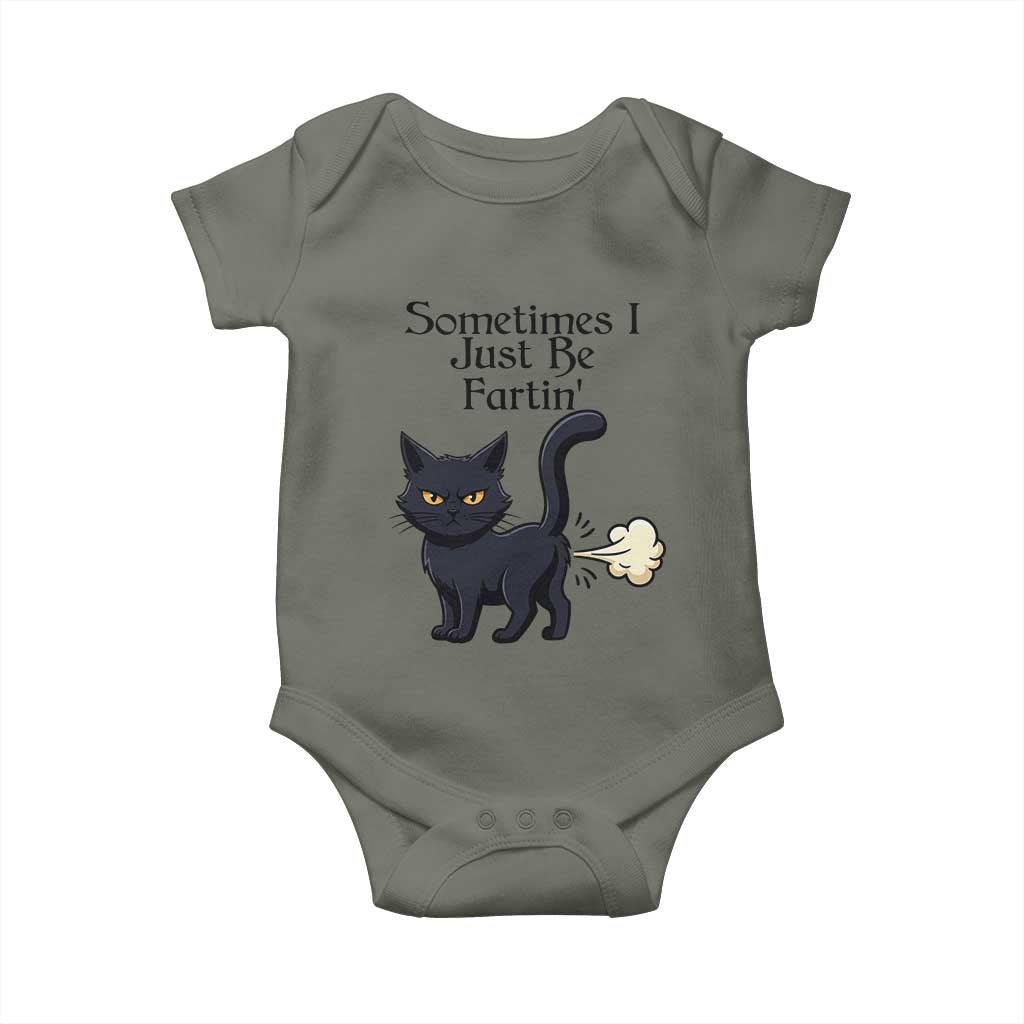 Funny Black Cat Bathroom Humor Baby Onesie Sometimes I Just Be Fartin