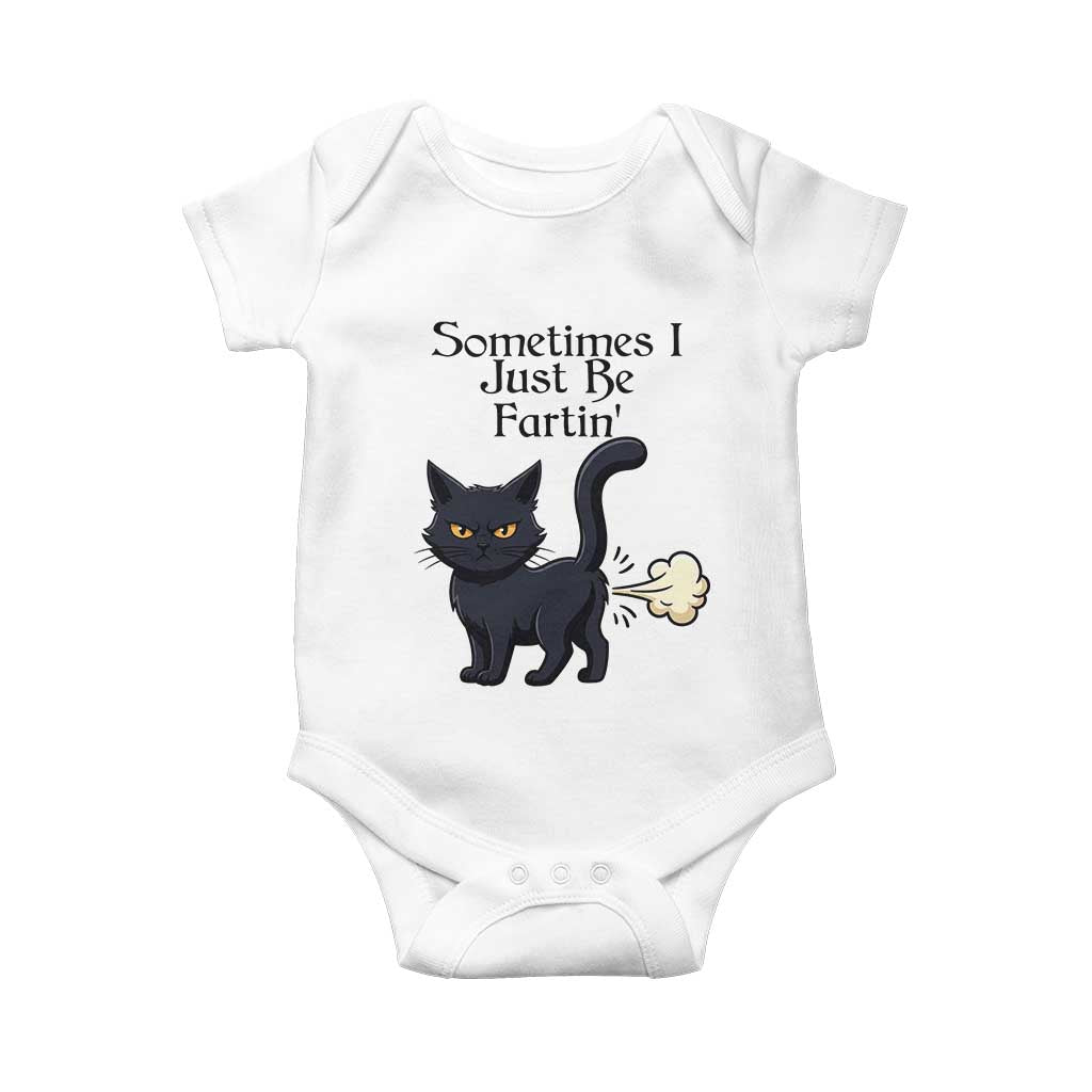 Funny Black Cat Bathroom Humor Baby Onesie Sometimes I Just Be Fartin