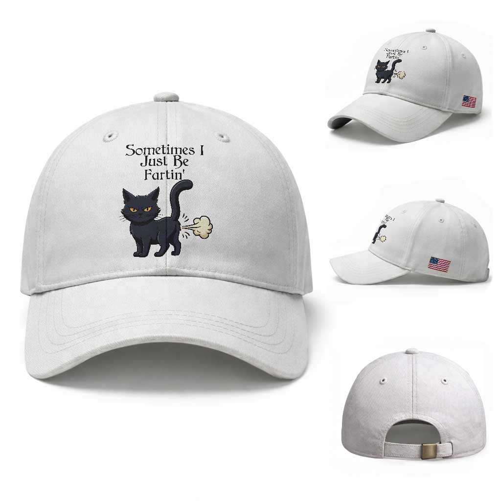 Funny Black Cat Bathroom Humor Baseball Cap Sometimes I Just Be Fartin