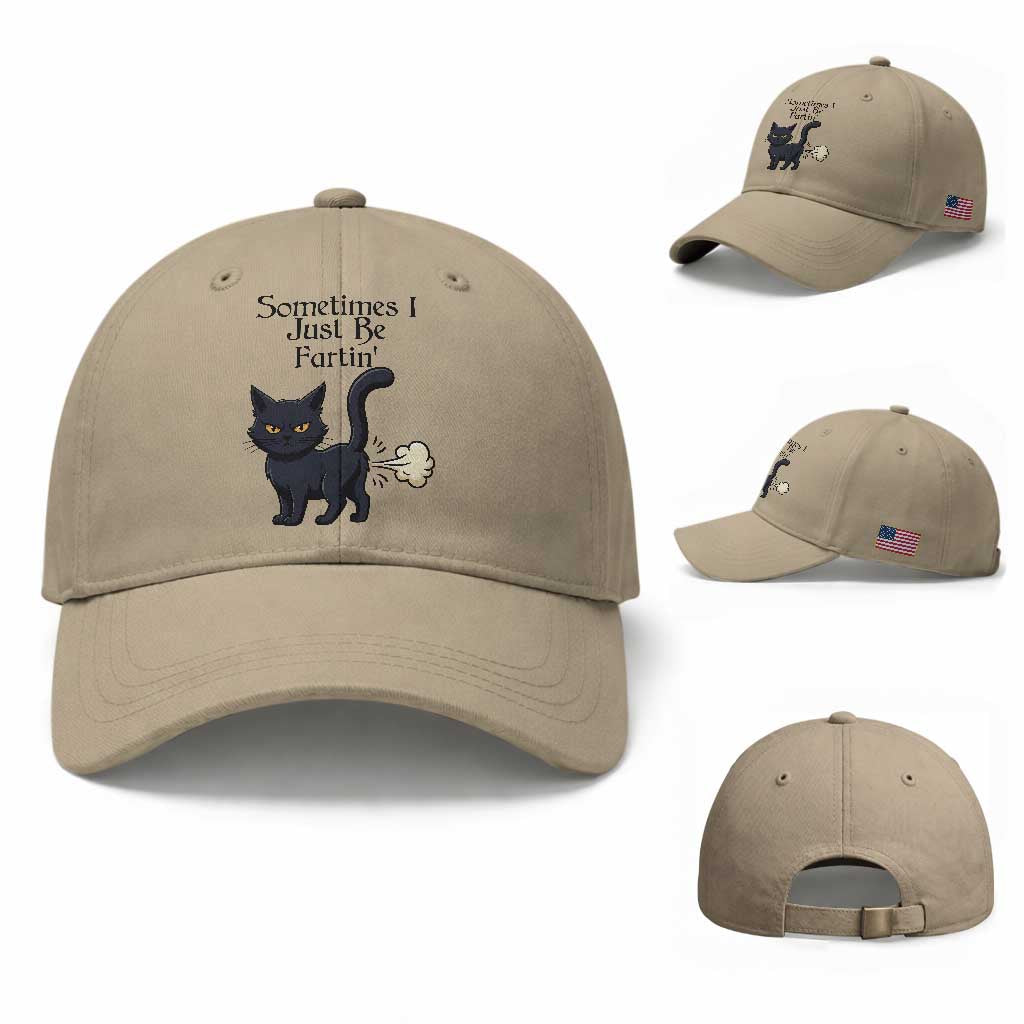 Funny Black Cat Bathroom Humor Baseball Cap Sometimes I Just Be Fartin