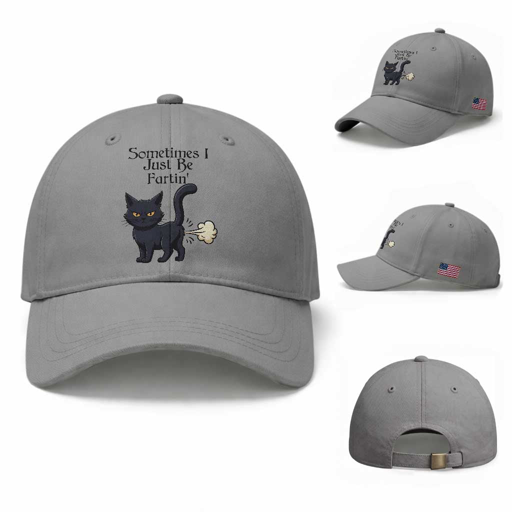 Funny Black Cat Bathroom Humor Baseball Cap Sometimes I Just Be Fartin