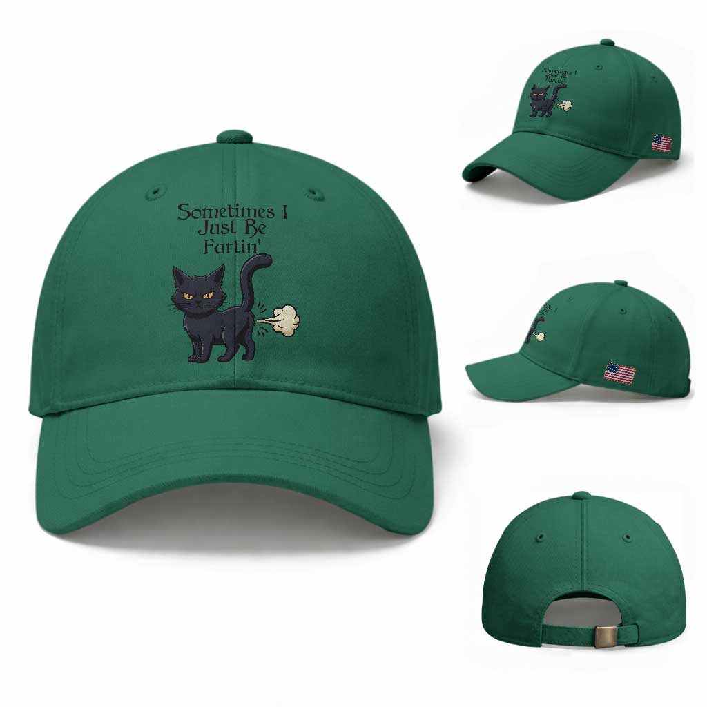 Funny Black Cat Bathroom Humor Baseball Cap Sometimes I Just Be Fartin