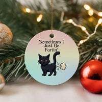 Funny Black Cat Bathroom Humor Ceramic Ornament Sometimes I Just Be Fartin