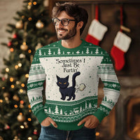 Funny Black Cat Bathroom Humor Ugly Christmas Sweater Sometimes I Just Be Fartin
