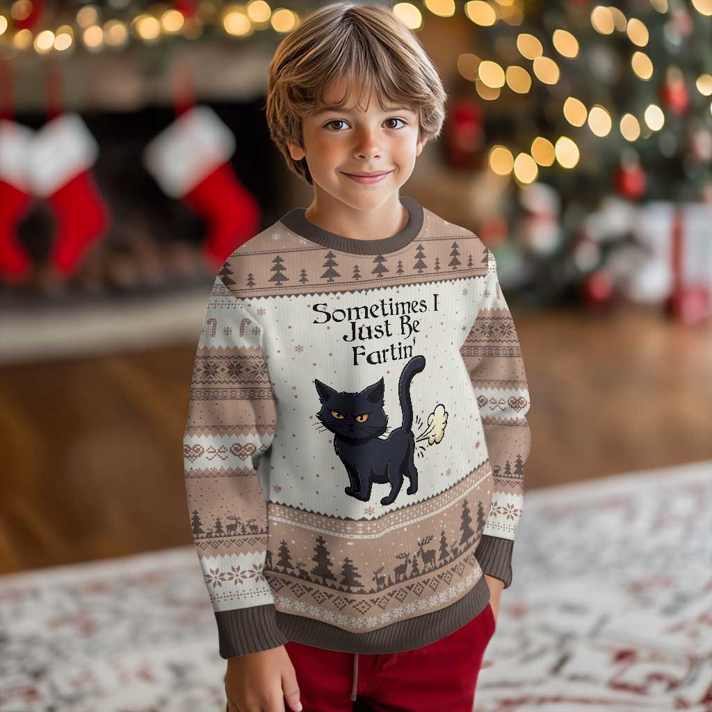 Funny Black Cat Bathroom Humor Ugly Christmas Sweater Sometimes I Just Be Fartin