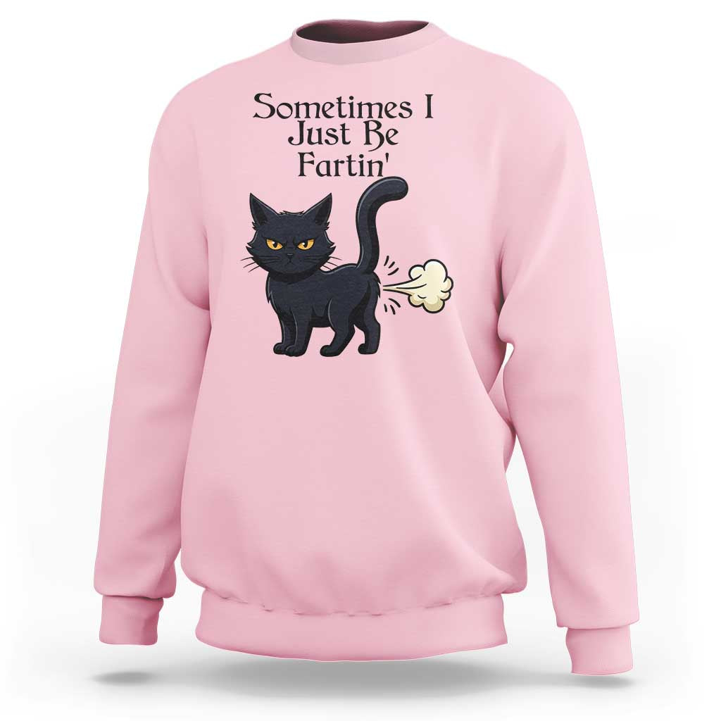 Funny Black Cat Bathroom Humor Sweatshirt Sometimes I Just Be Fartin