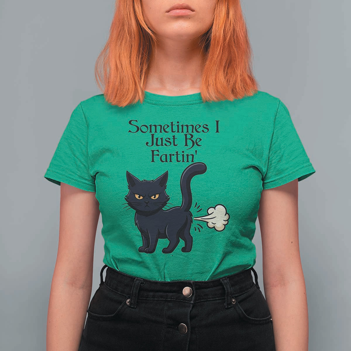 Funny Black Cat Bathroom Humor T Shirt For Women Sometimes I Just Be Fartin