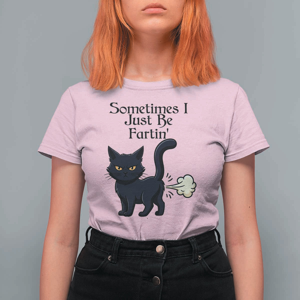 Funny Black Cat Bathroom Humor T Shirt For Women Sometimes I Just Be Fartin