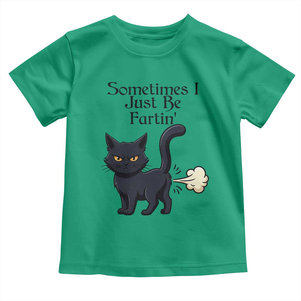 Funny Black Cat Bathroom Humor Toddler T Shirt Sometimes I Just Be Fartin