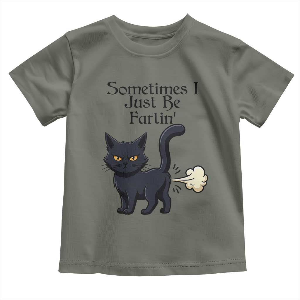 Funny Black Cat Bathroom Humor Toddler T Shirt Sometimes I Just Be Fartin