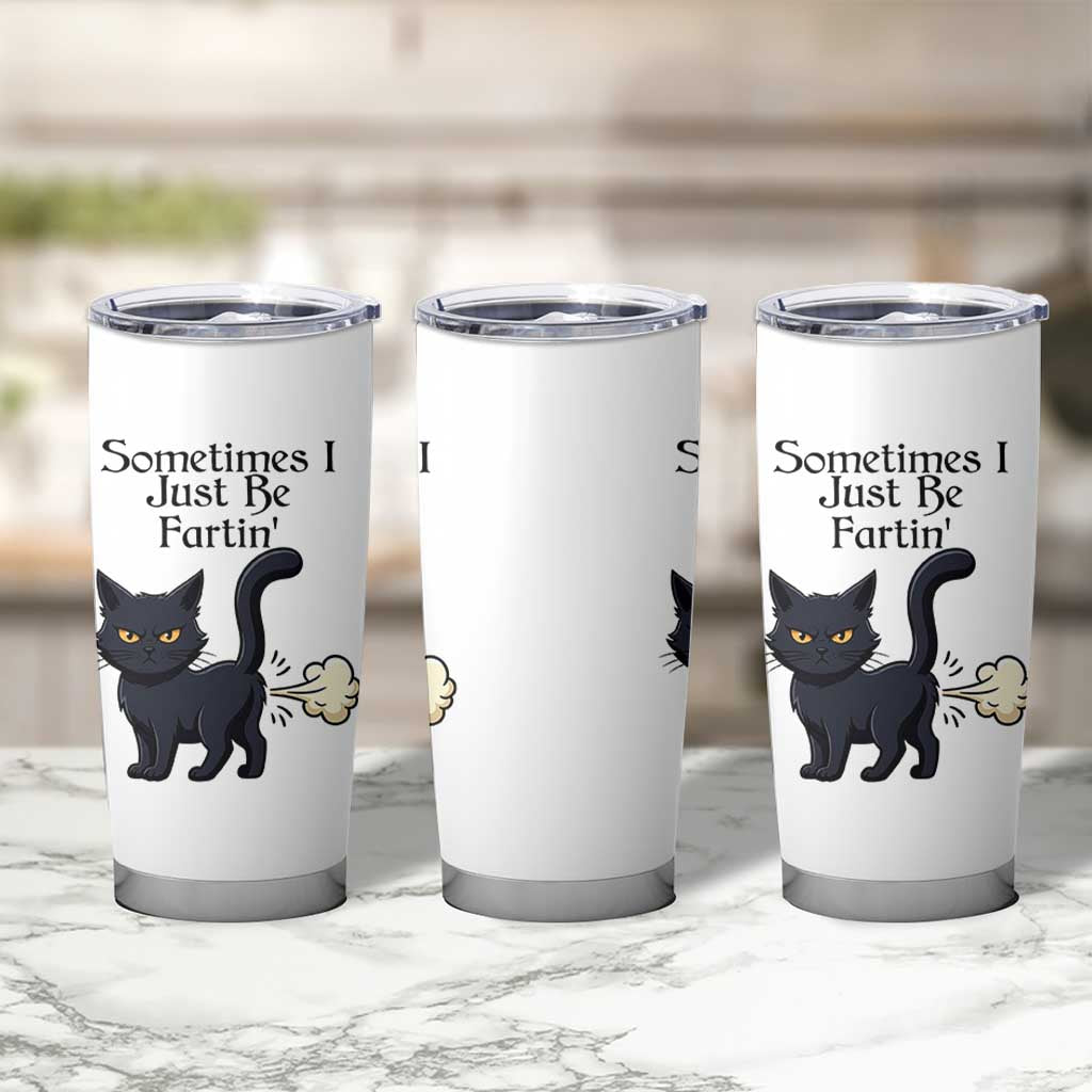 Funny Black Cat Bathroom Humor Tumbler Cup Sometimes I Just Be Fartin