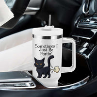 Funny Black Cat Bathroom Humor Tumbler With Handle Sometimes I Just Be Fartin