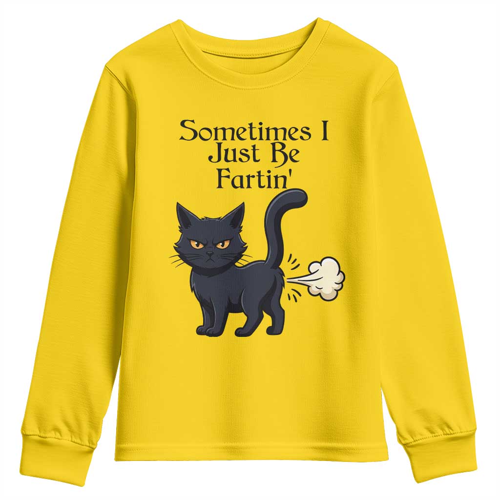 Funny Black Cat Bathroom Humor Youth Sweatshirt Sometimes I Just Be Fartin