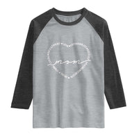 Mothers Day Mom Quotes Raglan Shirt Heart Shape Loving Typography Gift