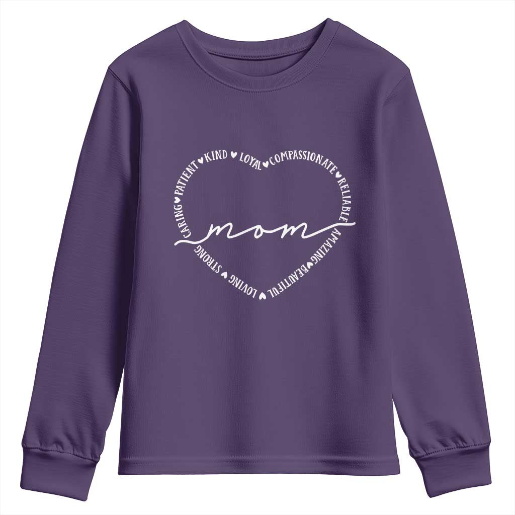 Mothers Day Mom Quotes Youth Sweatshirt Heart Shape Loving Typography Gift