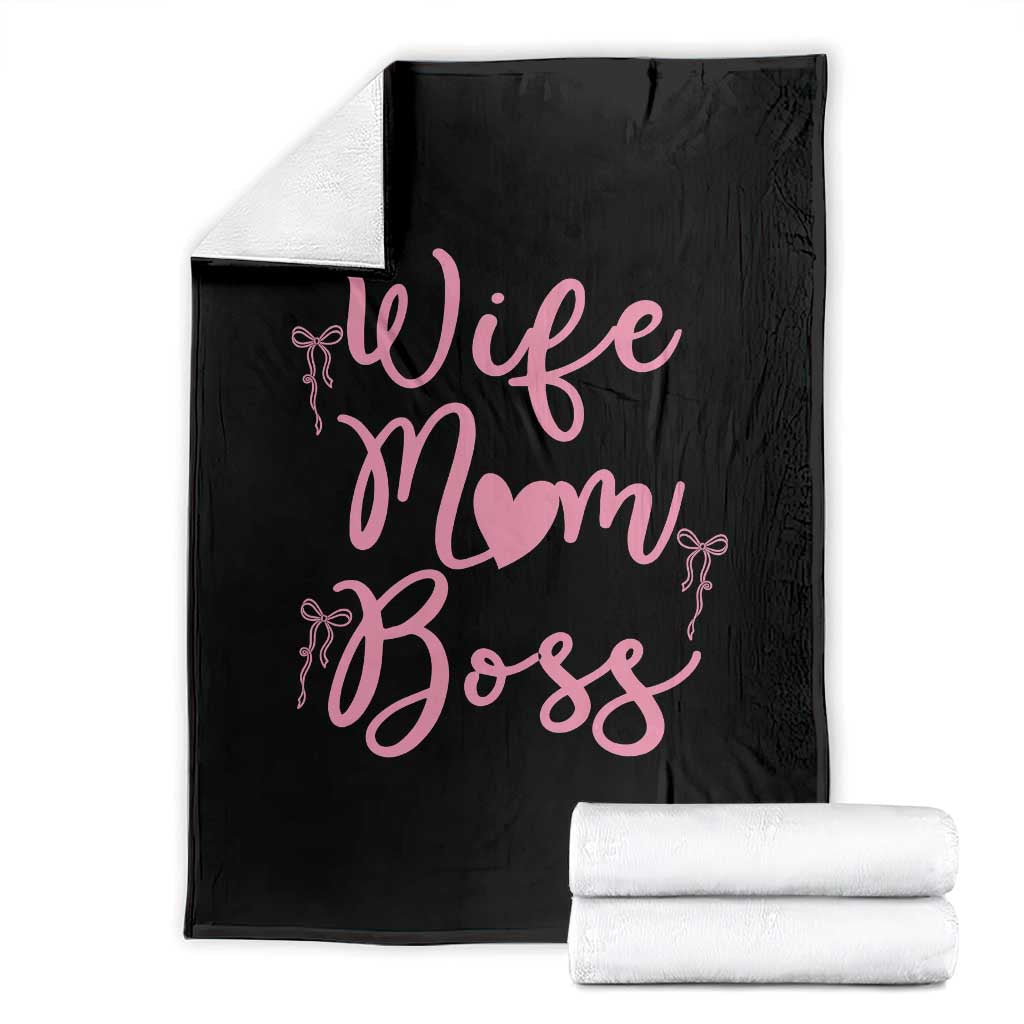 Funny Wife Mom Boss Throw Blanket Girly Pink Bows Mothers Day Gift