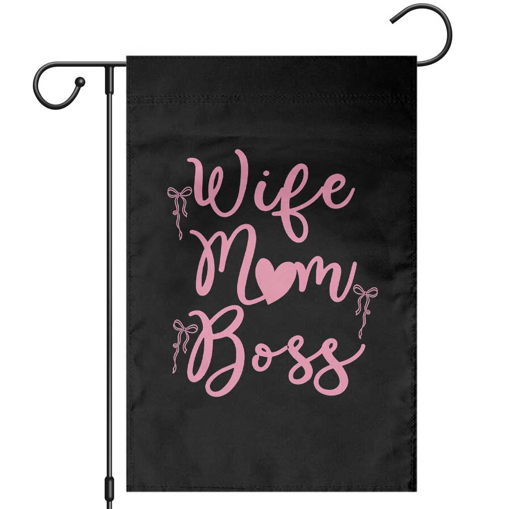 Funny Wife Mom Boss Garden Flag Girly Pink Bows Mothers Day Gift