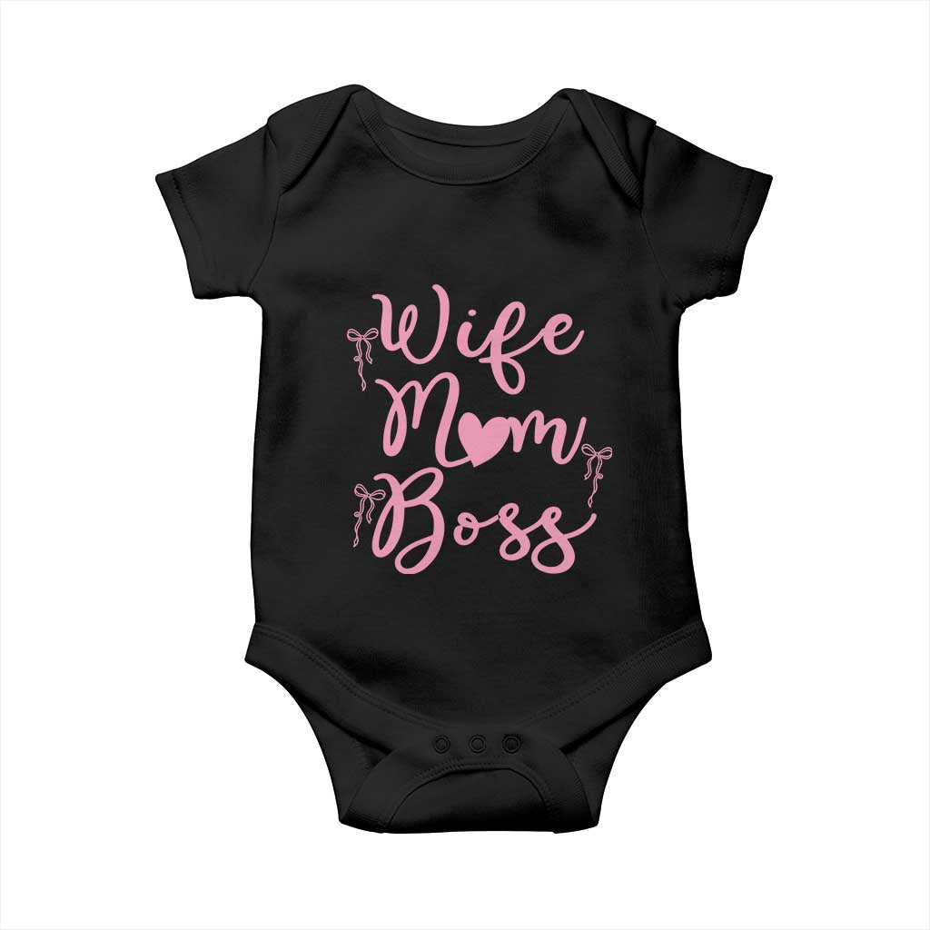 Funny Wife Mom Boss Baby Onesie Girly Pink Bows Mothers Day Gift