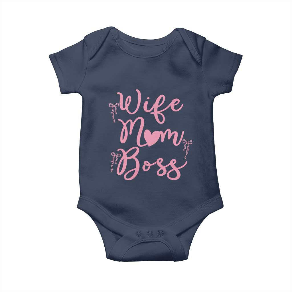 Funny Wife Mom Boss Baby Onesie Girly Pink Bows Mothers Day Gift