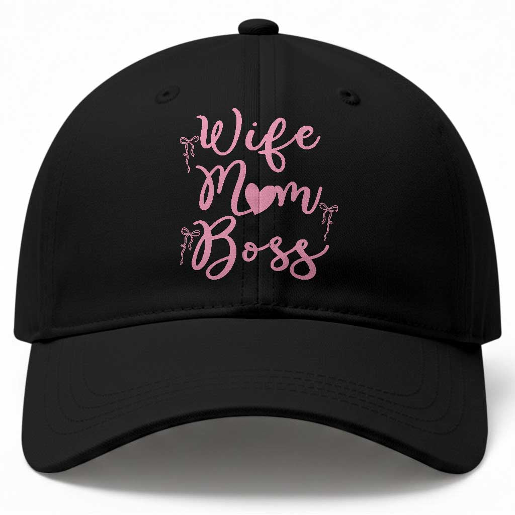 Funny Wife Mom Boss Baseball Cap Girly Pink Bows Mothers Day Gift