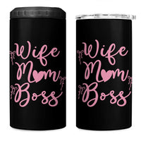 Funny Wife Mom Boss 4 in 1 Can Cooler Tumbler Girly Pink Bows Mothers Day Gift