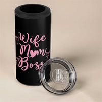 Funny Wife Mom Boss 4 in 1 Can Cooler Tumbler Girly Pink Bows Mothers Day Gift