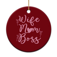Funny Wife Mom Boss Ceramic Ornament Girly Pink Bows Mothers Day Gift