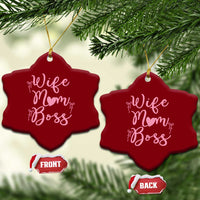 Funny Wife Mom Boss Ceramic Ornament Girly Pink Bows Mothers Day Gift