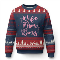 Funny Wife Mom Boss Ugly Christmas Sweater Girly Pink Bows Mothers Day Gift