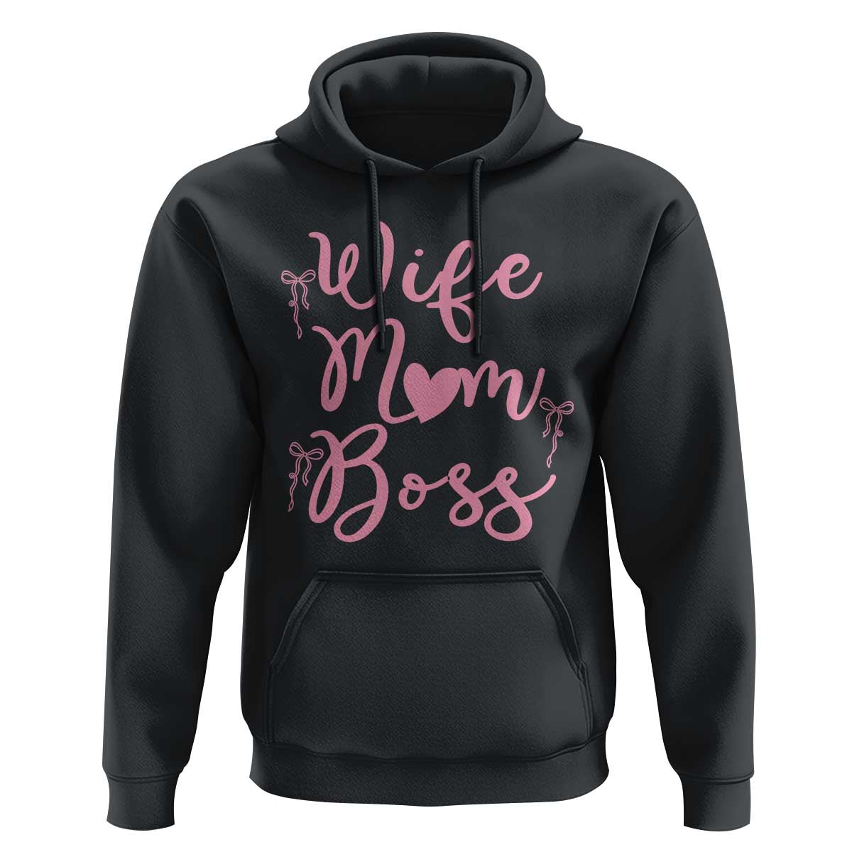 Funny Wife Mom Boss Hoodie Girly Pink Bows Mothers Day Gift