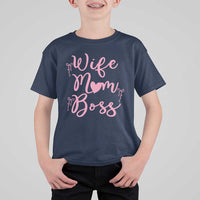 Funny Wife Mom Boss T Shirt For Kid Girly Pink Bows Mothers Day Gift