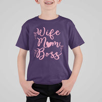 Funny Wife Mom Boss T Shirt For Kid Girly Pink Bows Mothers Day Gift