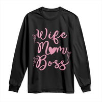 Funny Wife Mom Boss Long Sleeve Shirt Girly Pink Bows Mothers Day Gift