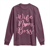 Funny Wife Mom Boss Long Sleeve Shirt Girly Pink Bows Mothers Day Gift
