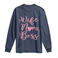 Funny Wife Mom Boss Long Sleeve Shirt Girly Pink Bows Mothers Day Gift