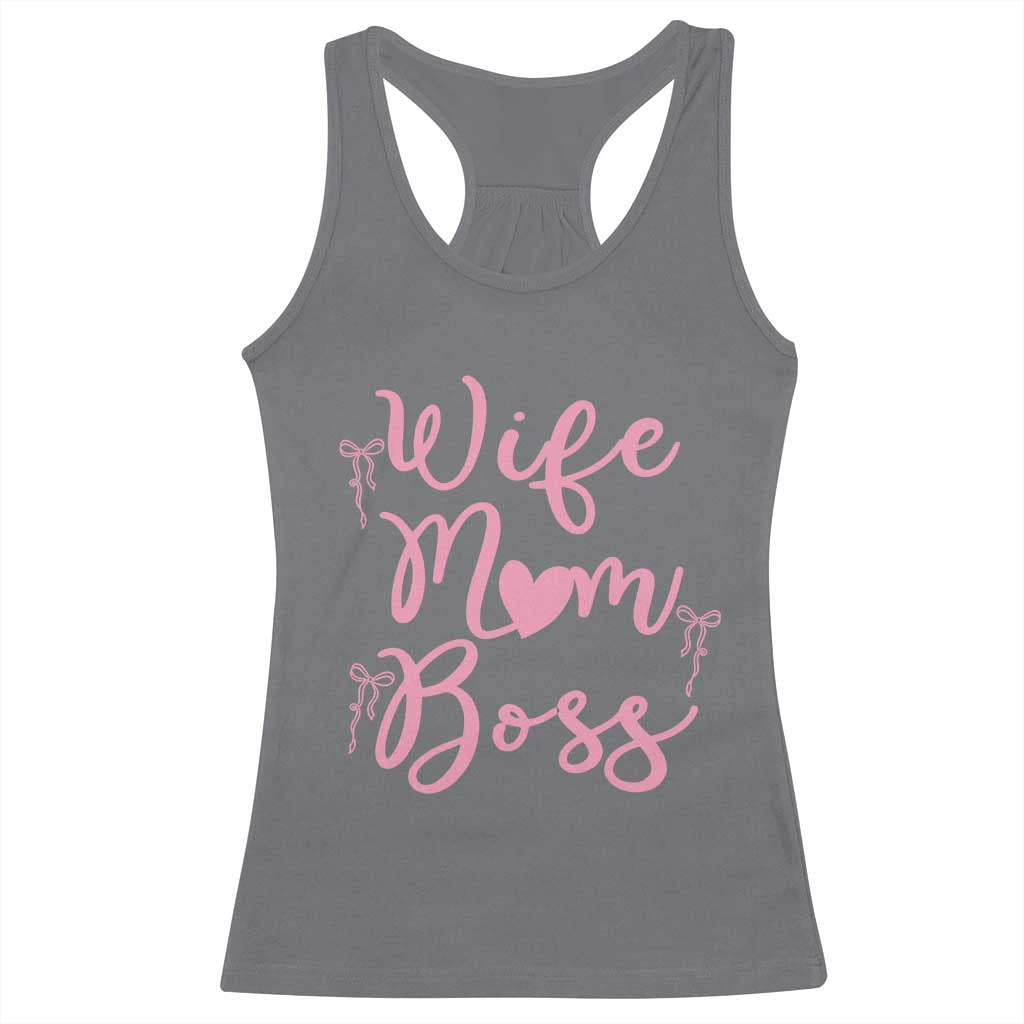 Funny Wife Mom Boss Racerback Tank Top Girly Pink Bows Mothers Day Gift