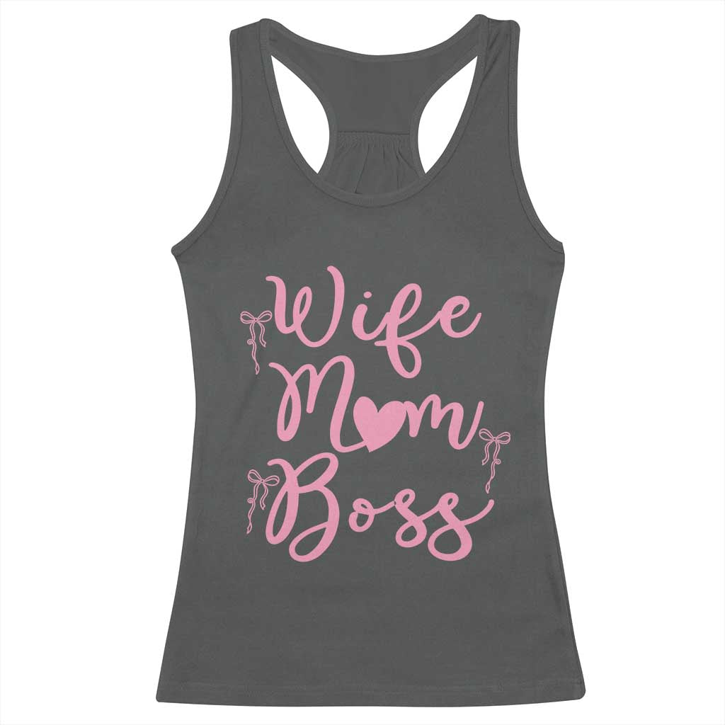 Funny Wife Mom Boss Racerback Tank Top Girly Pink Bows Mothers Day Gift