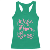 Funny Wife Mom Boss Racerback Tank Top Girly Pink Bows Mothers Day Gift
