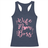 Funny Wife Mom Boss Racerback Tank Top Girly Pink Bows Mothers Day Gift