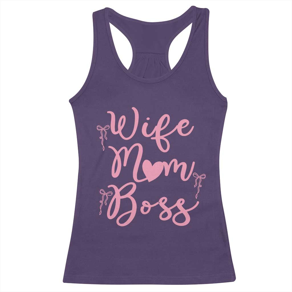 Funny Wife Mom Boss Racerback Tank Top Girly Pink Bows Mothers Day Gift