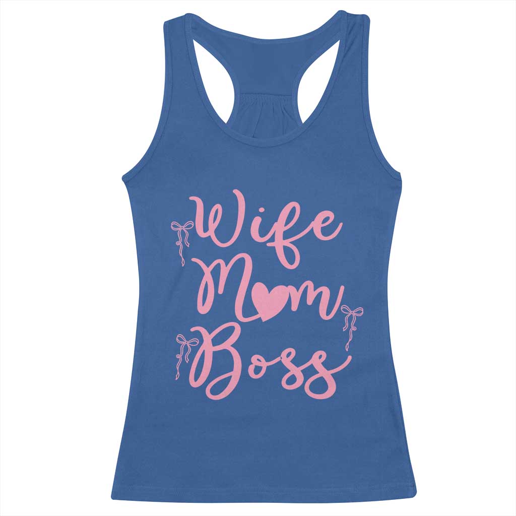 Funny Wife Mom Boss Racerback Tank Top Girly Pink Bows Mothers Day Gift