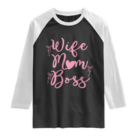 Funny Wife Mom Boss Raglan Shirt Girly Pink Bows Mothers Day Gift