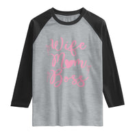 Funny Wife Mom Boss Raglan Shirt Girly Pink Bows Mothers Day Gift