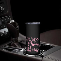 Funny Wife Mom Boss Skinny Tumbler Girly Pink Bows Mothers Day Gift