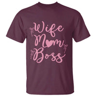 Funny Wife Mom Boss T Shirt Girly Pink Bows Mothers Day Gift