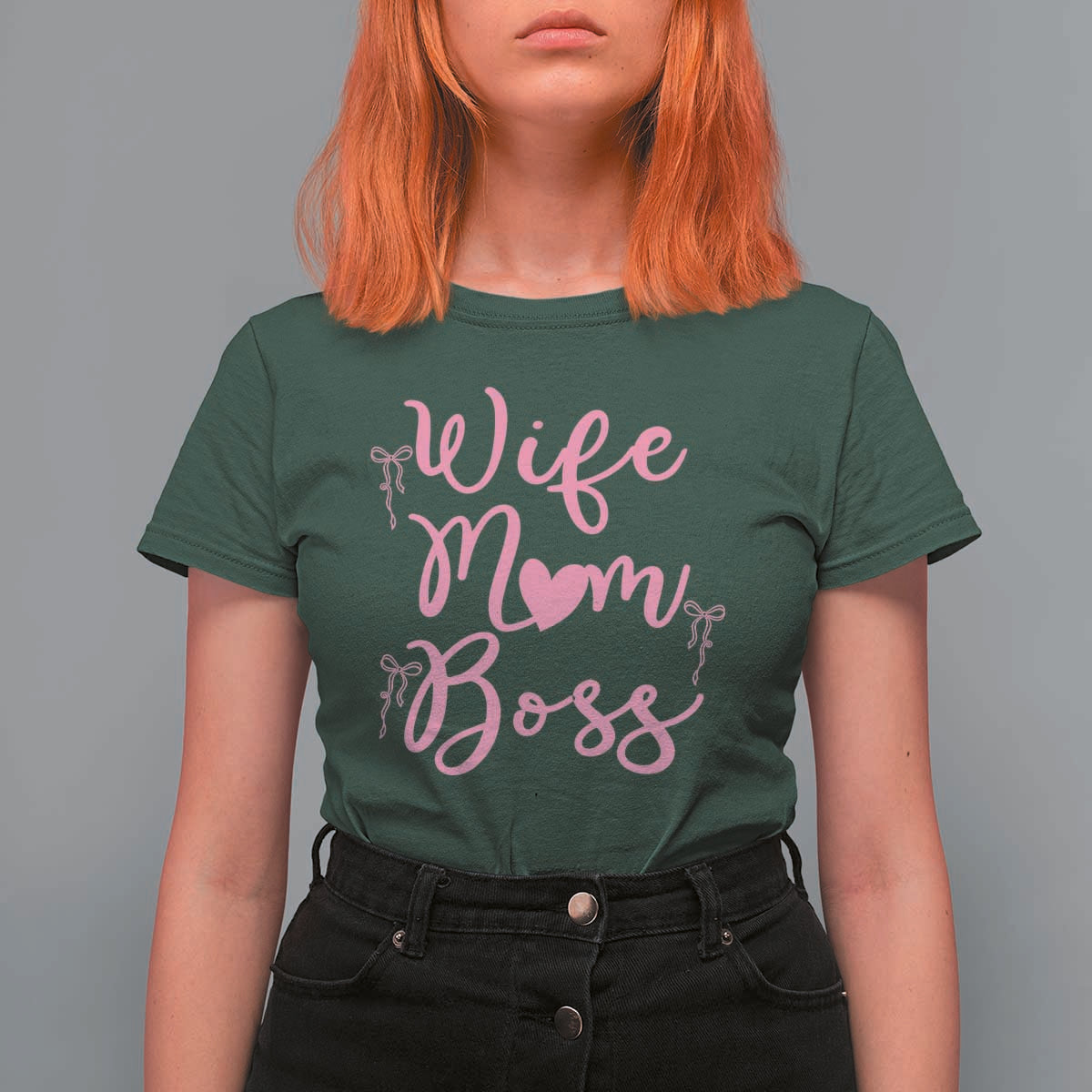 Funny Wife Mom Boss T Shirt For Women Girly Pink Bows Mothers Day Gift