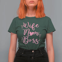 Funny Wife Mom Boss T Shirt For Women Girly Pink Bows Mothers Day Gift