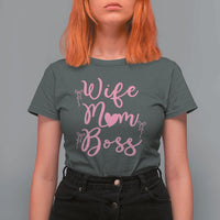 Funny Wife Mom Boss T Shirt For Women Girly Pink Bows Mothers Day Gift