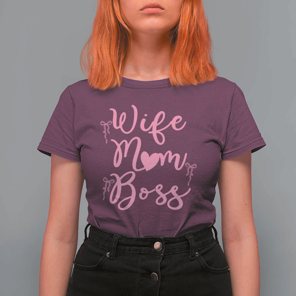 Funny Wife Mom Boss T Shirt For Women Girly Pink Bows Mothers Day Gift