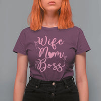 Funny Wife Mom Boss T Shirt For Women Girly Pink Bows Mothers Day Gift